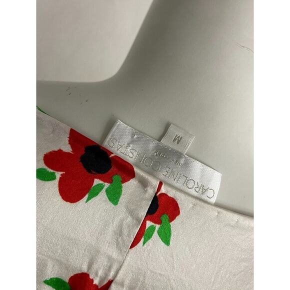 Caroline Constas M Silk Blouse White & Red Floral Rheya Flutter Sleeve Top $395 - Picture 8 of 9